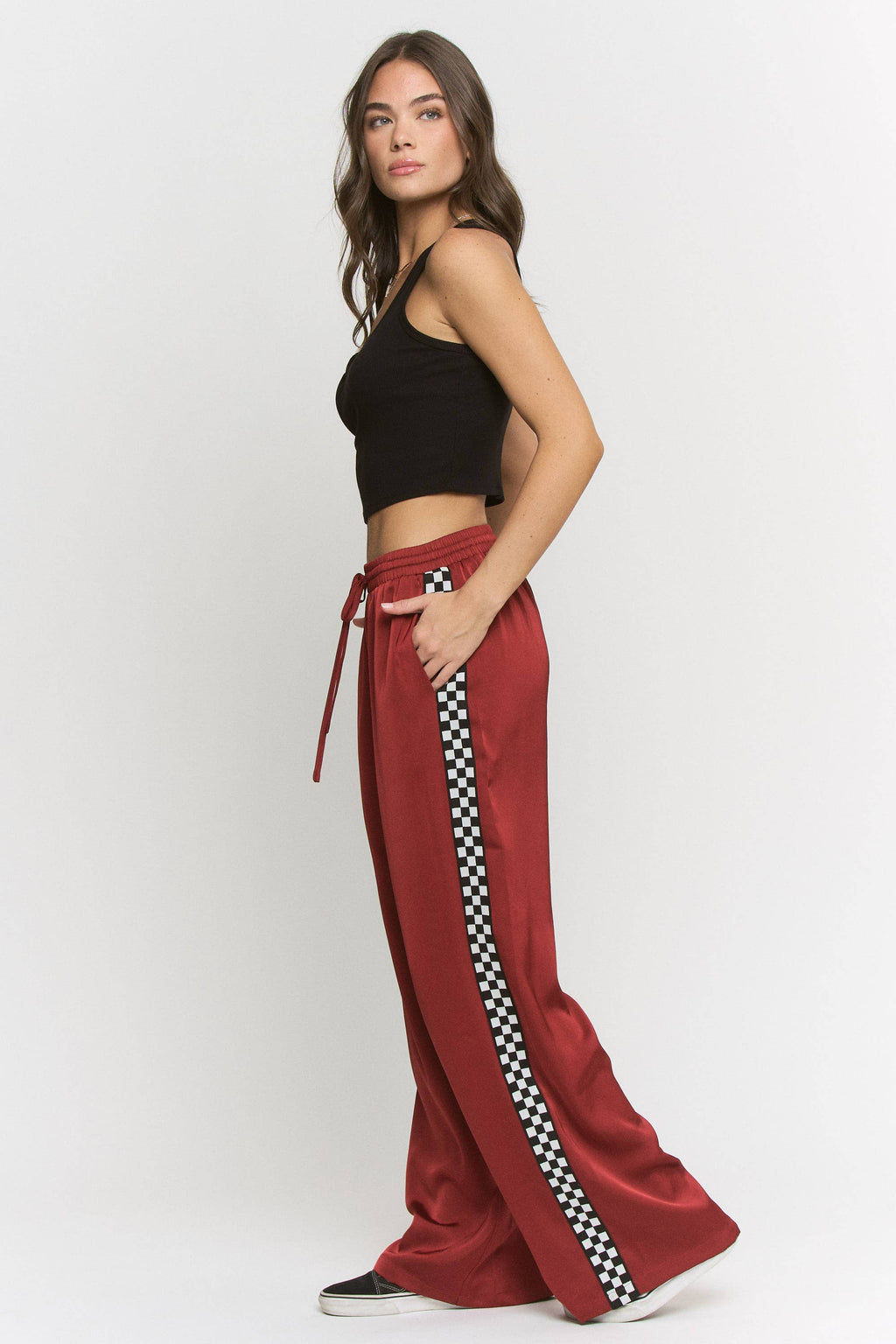 CHECK on it - Ruby Silk Checkered Pant
